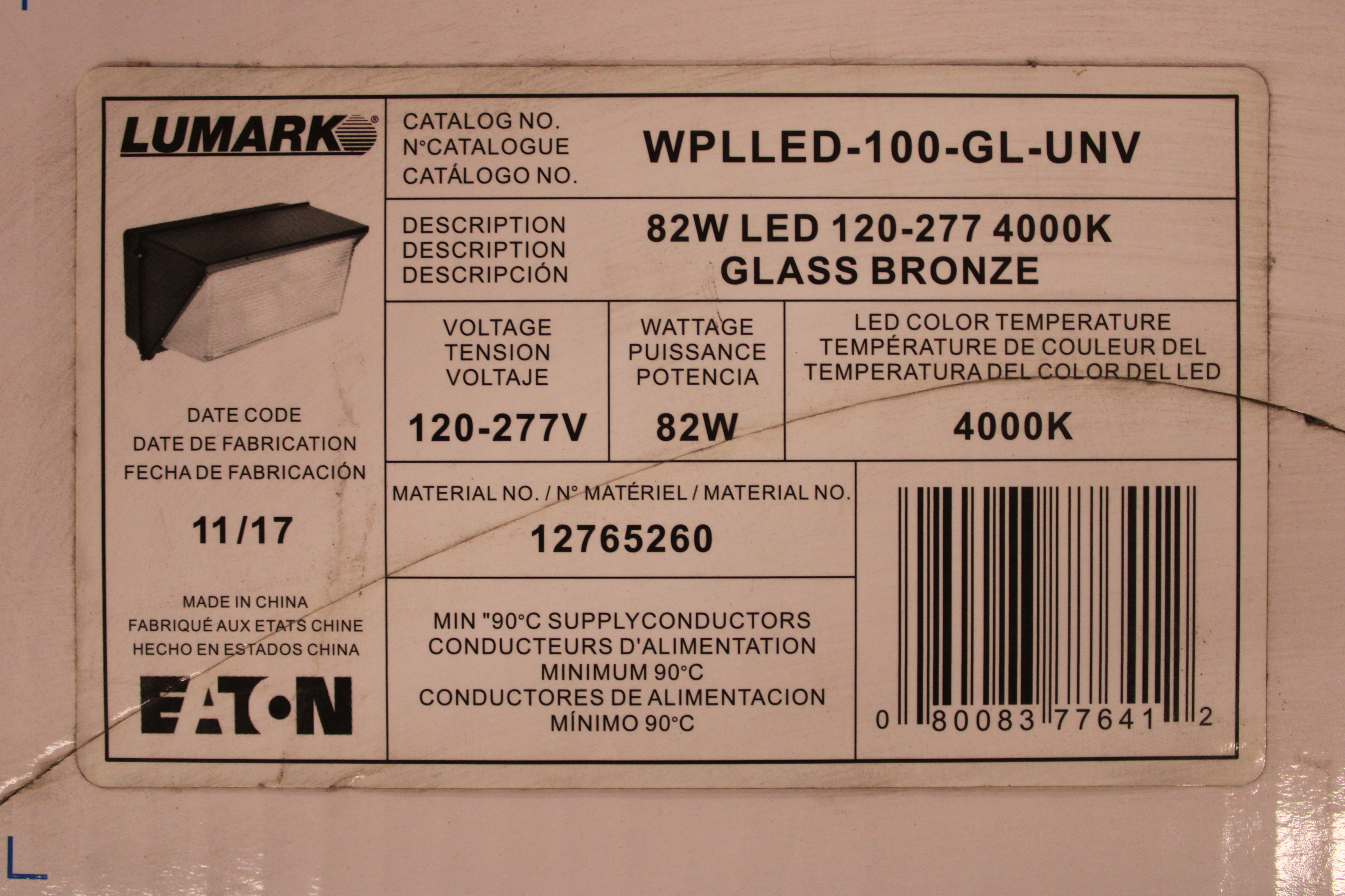 WPLLED-100-GL-UNV Eaton Outdoor Lighting