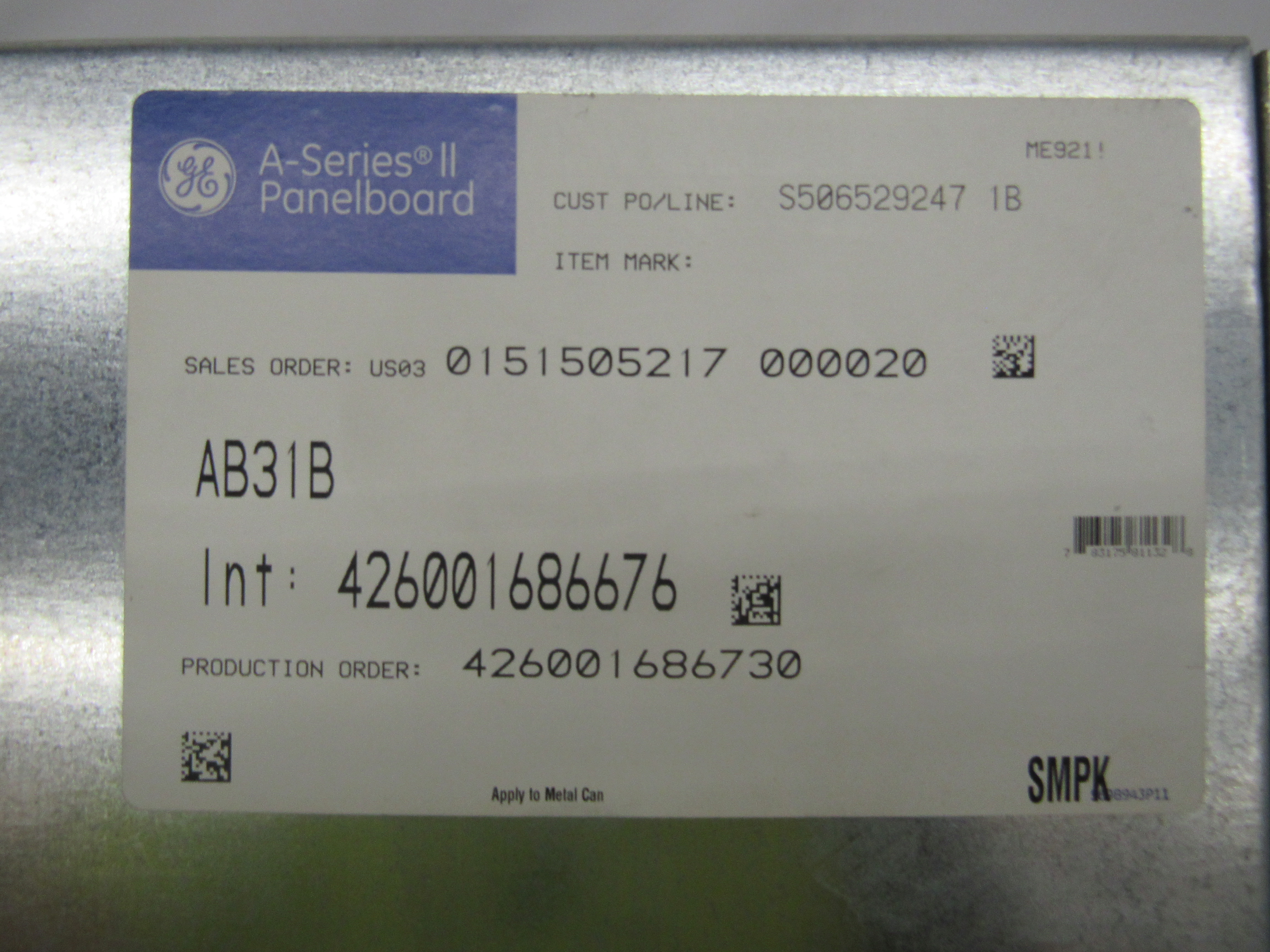 AB31B GE Loadcenters and Panelboards