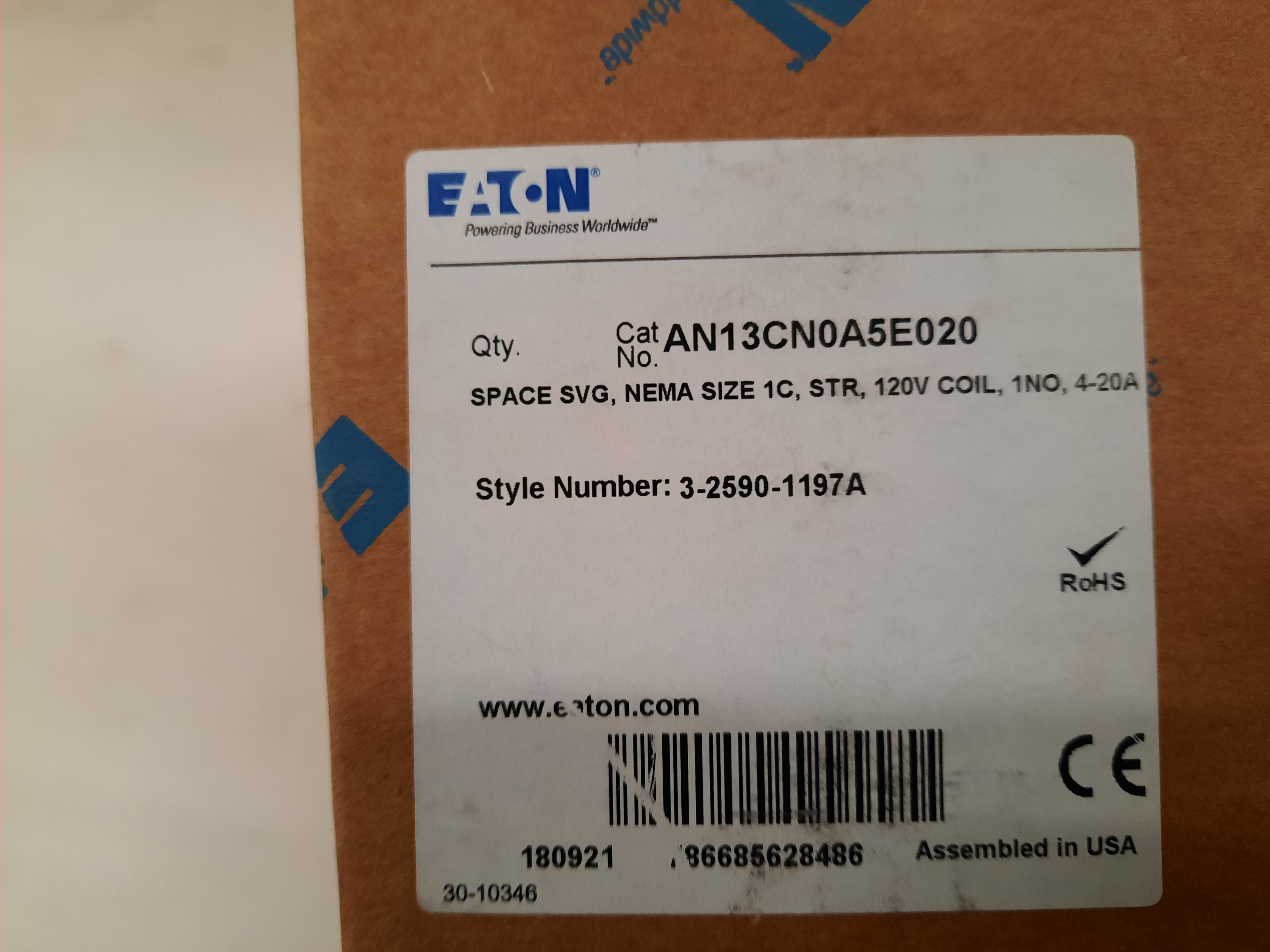 AN13CN0A5E020 Eaton Non-Reversing Starters