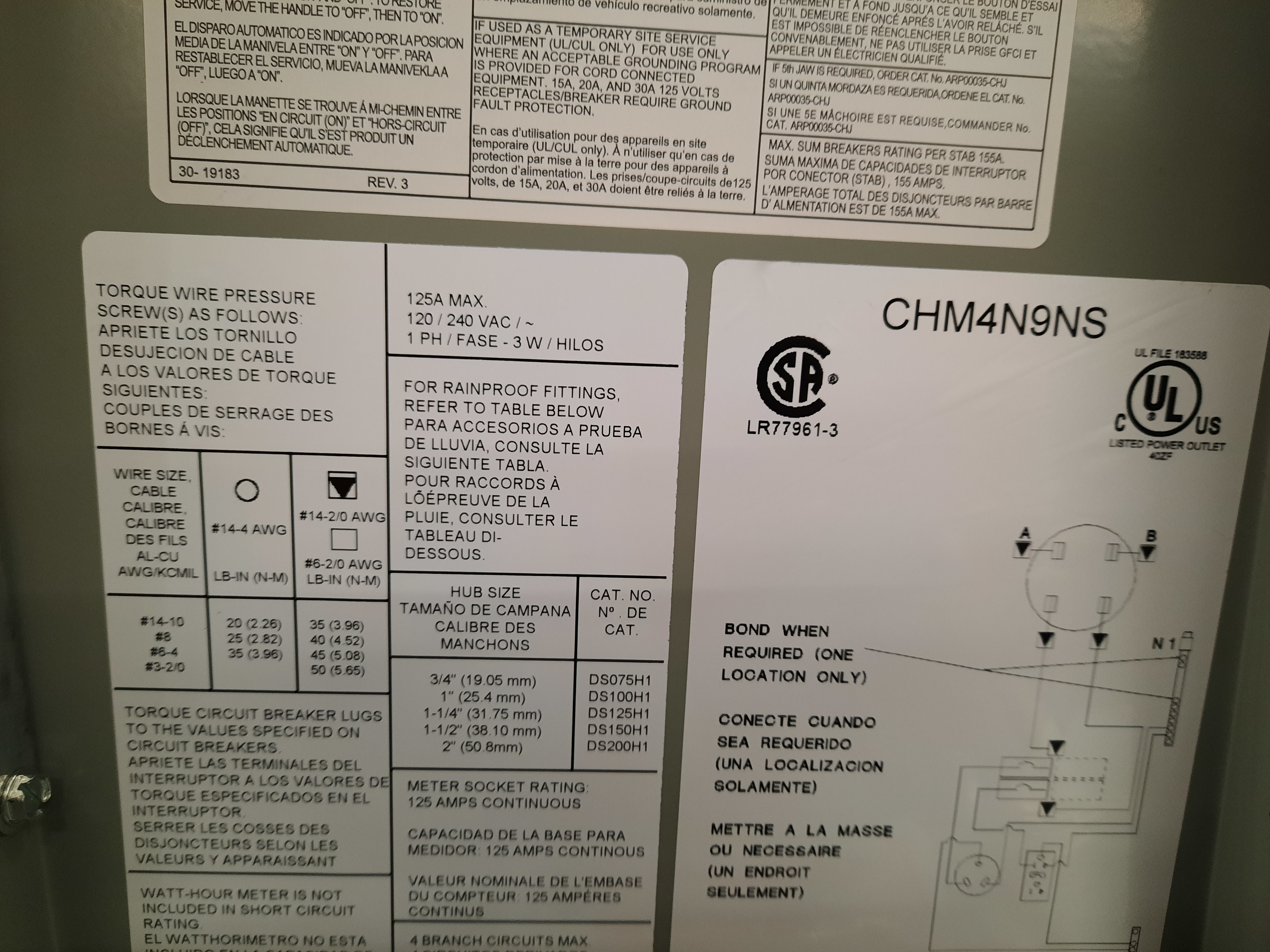 CHM4N9NS Eaton Power Outlet Panels