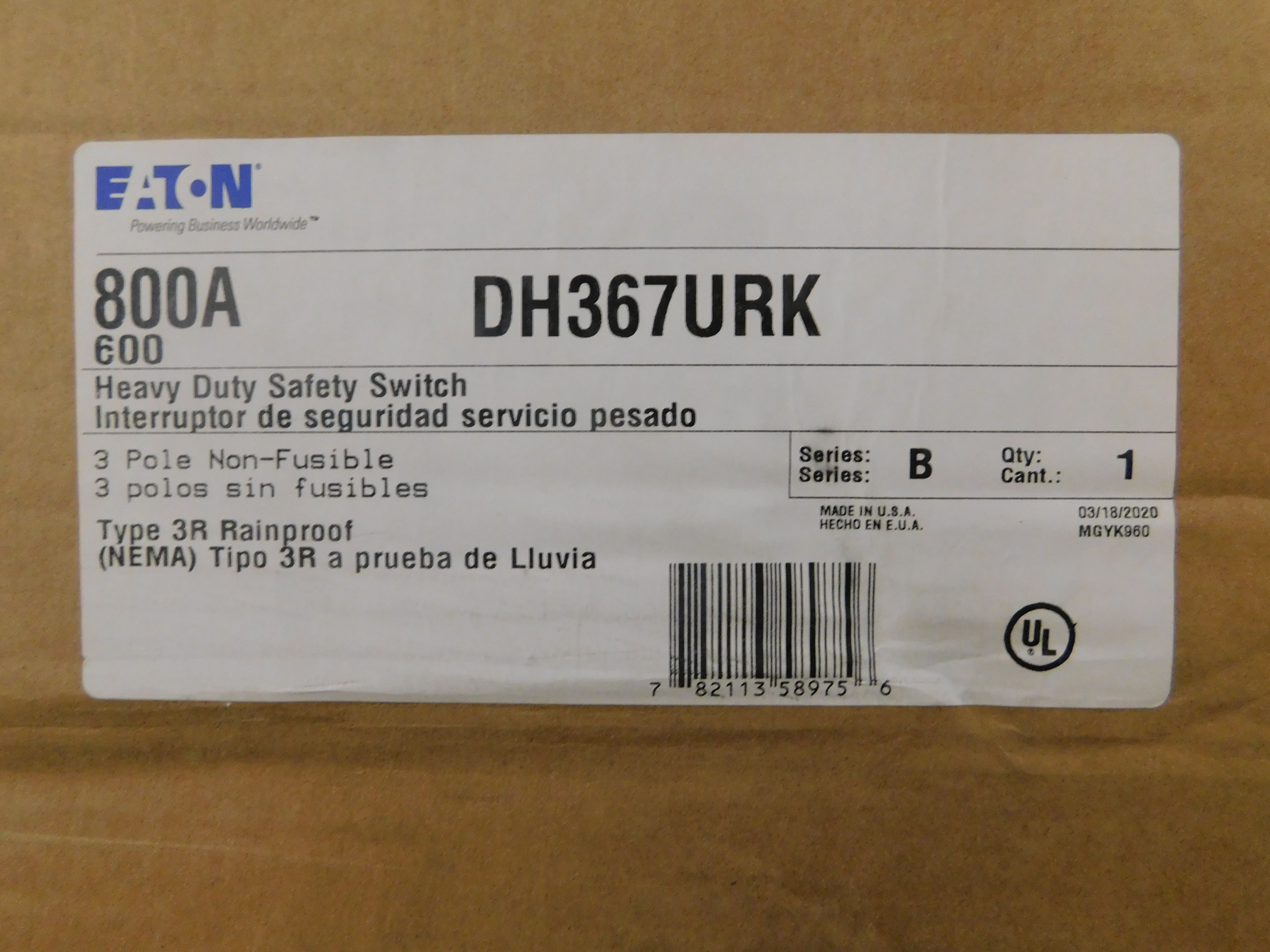 DH367URK Eaton Heavy Duty Safety Switches