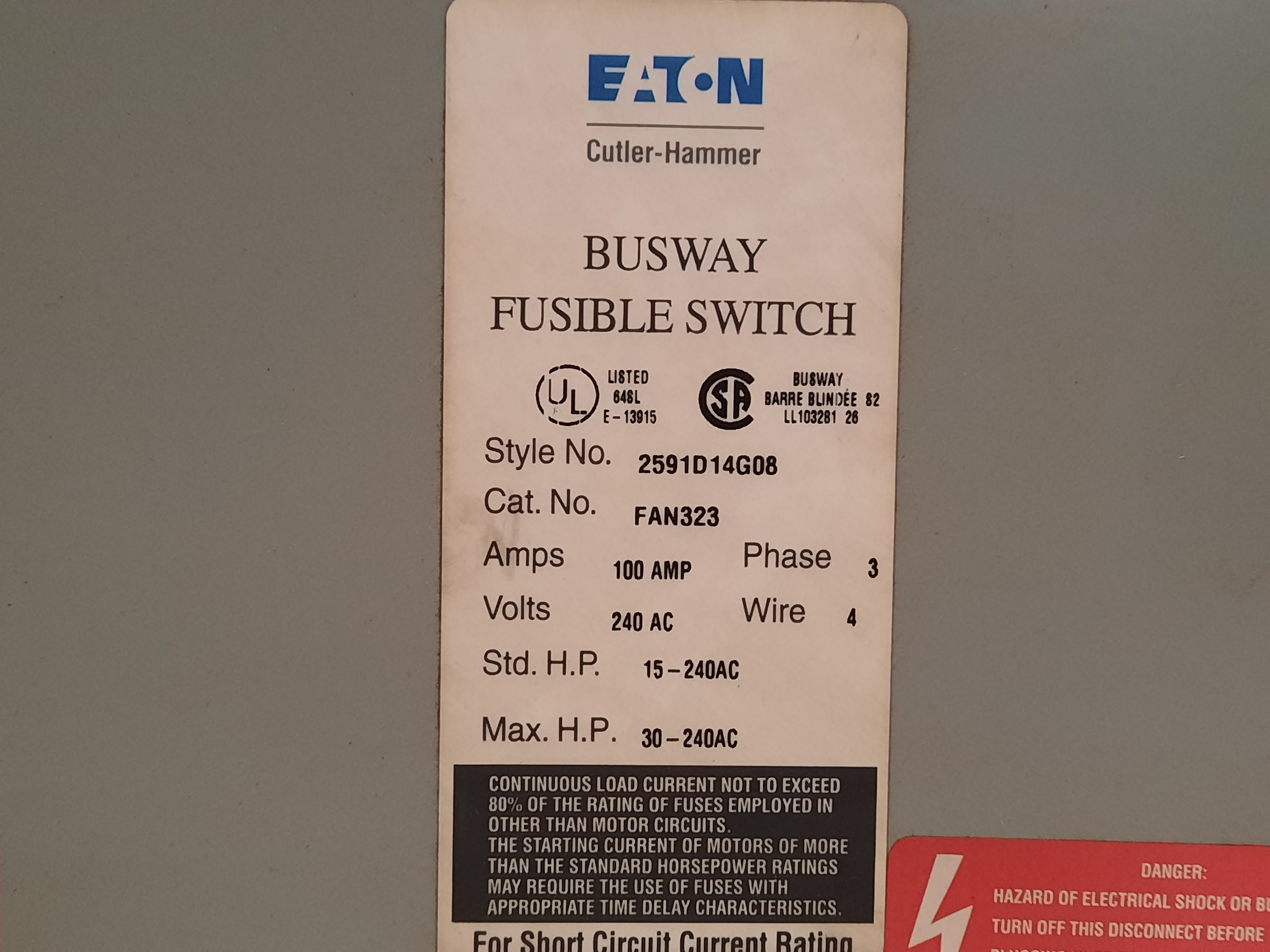 FAN323 Eaton Bus Plugs and Busway