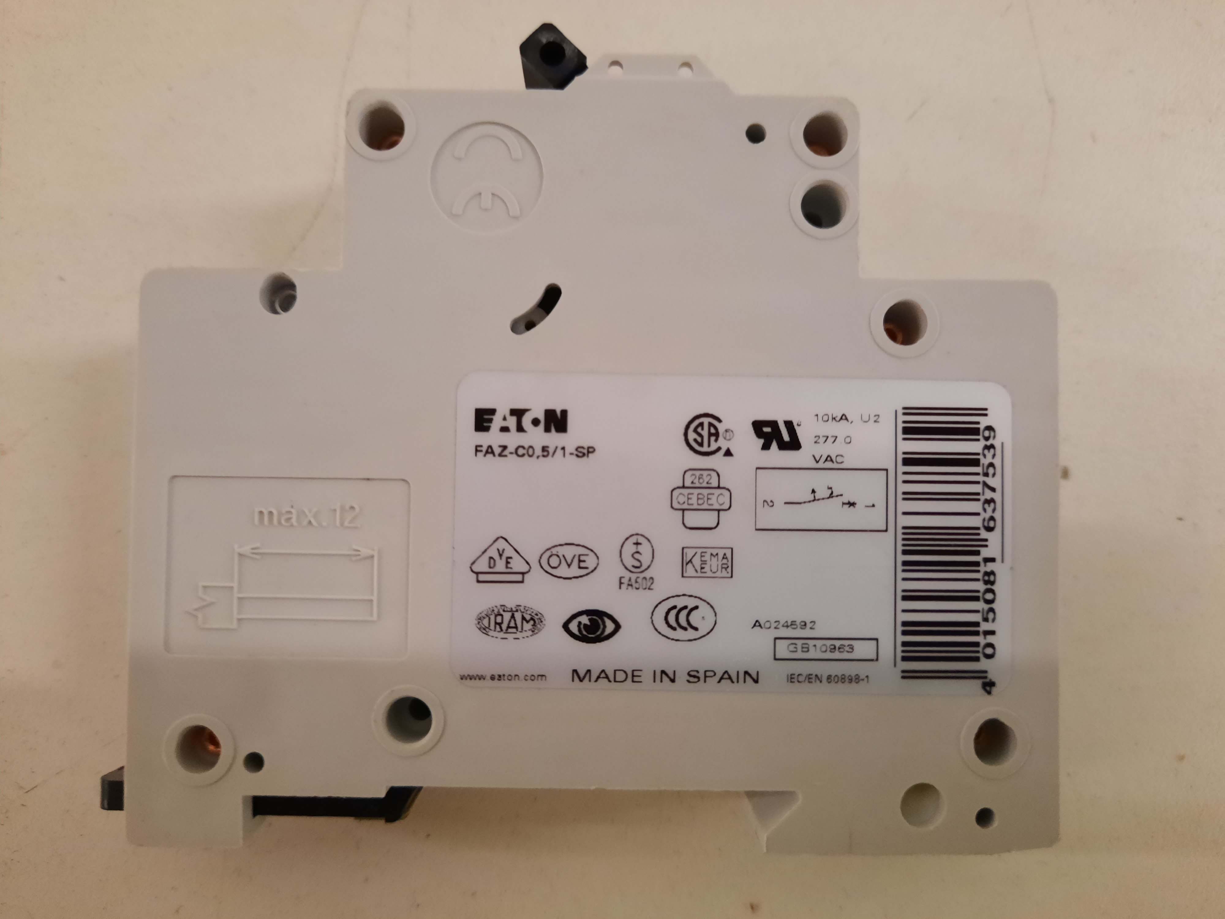 FAZ-C0.5/1-SP Eaton Din Rail Mounted Circuit Breakers