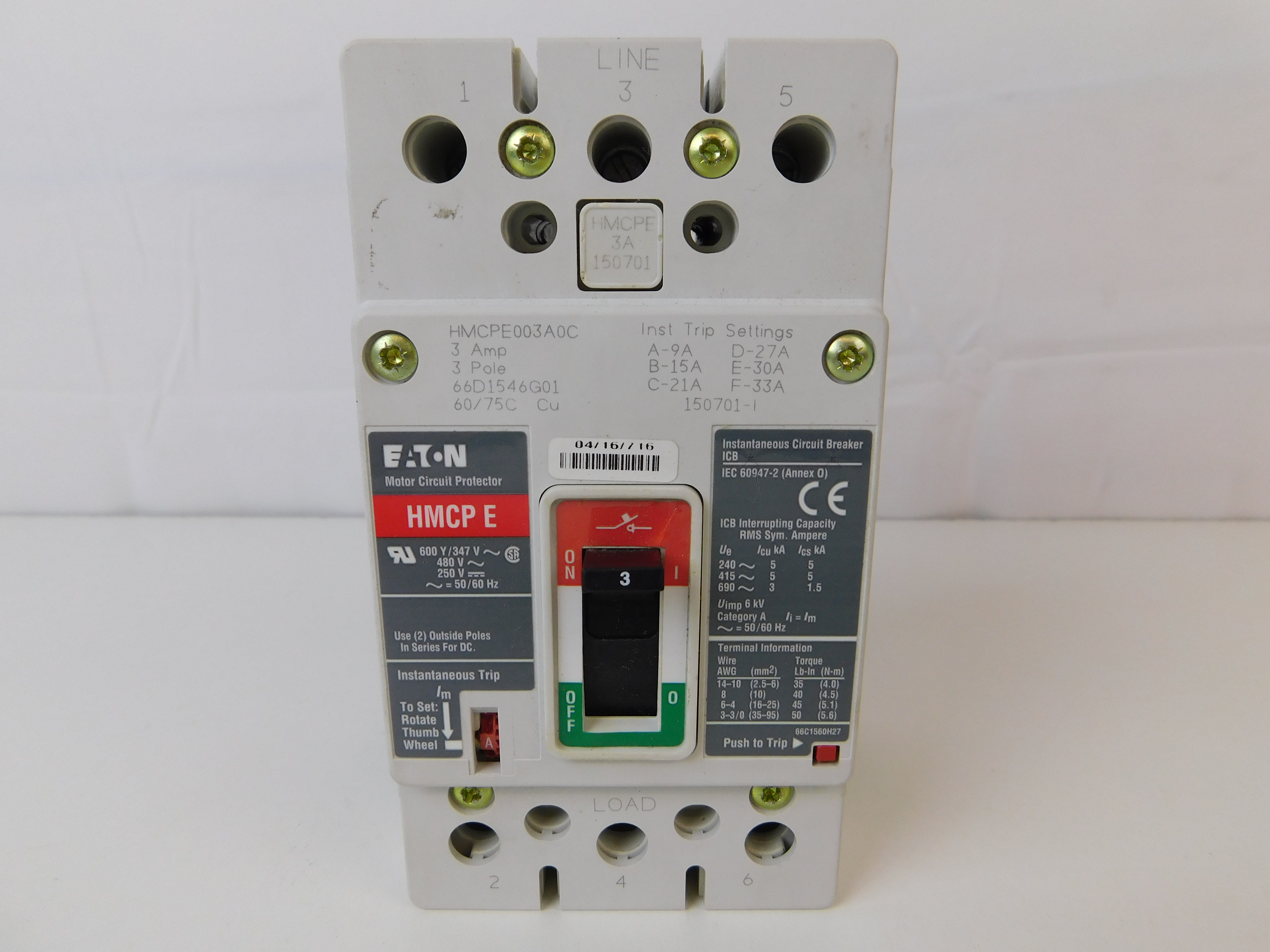 HMCPE003A0C Eaton Motor Circuit Protector (MCPs)