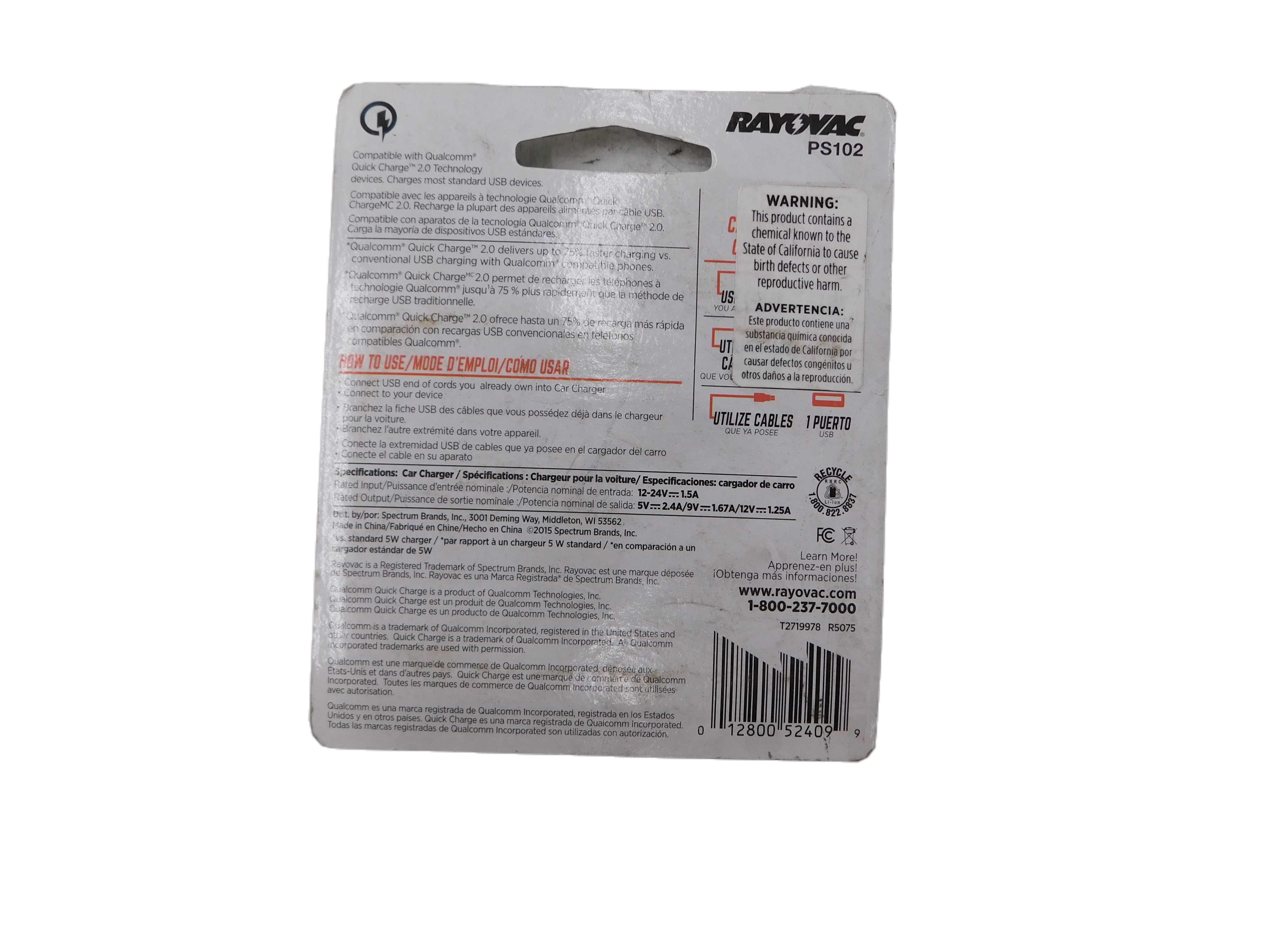 PS102 Rayovac Battery Charger