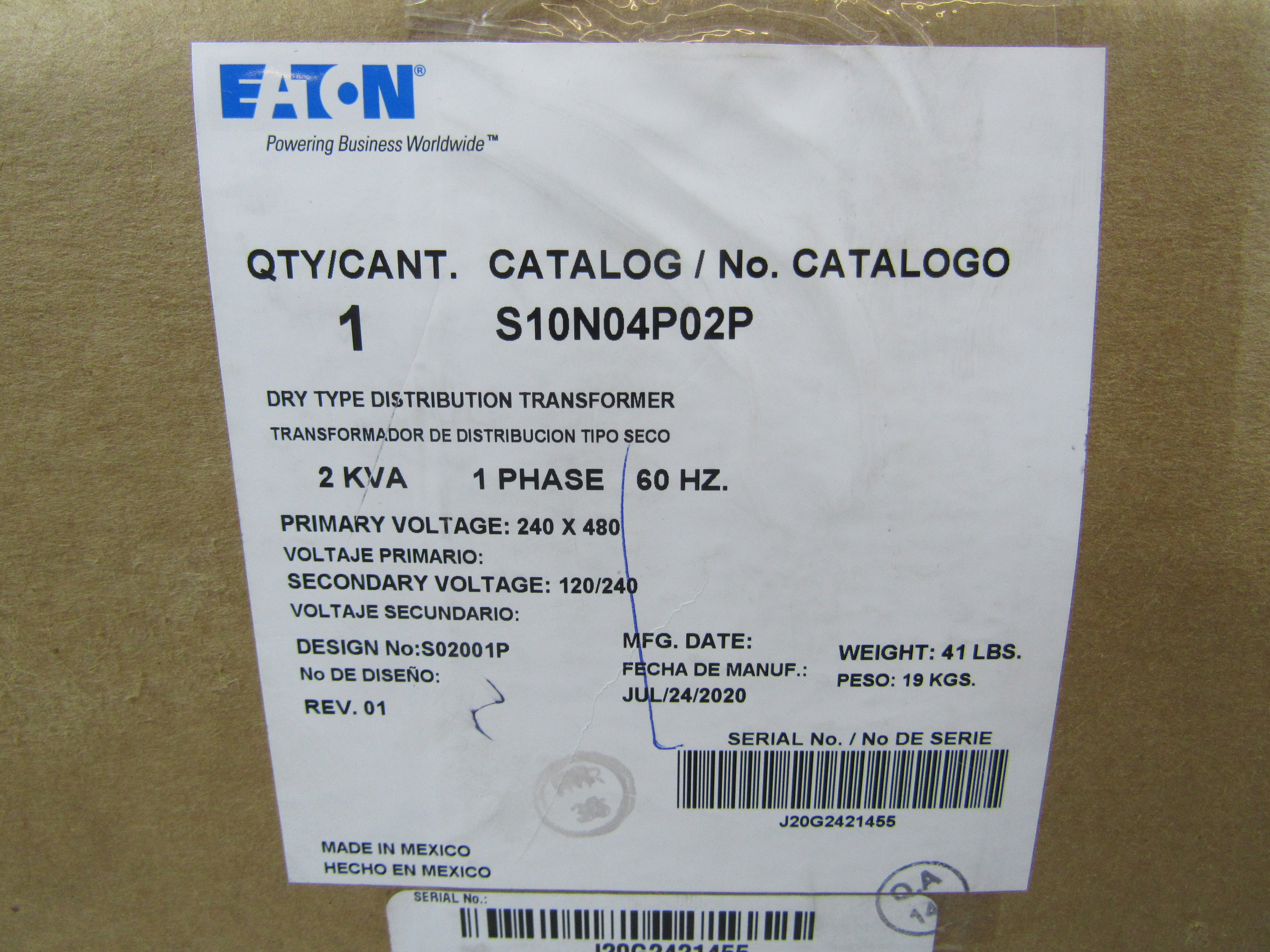 S10N04P02P Eaton Other Transformers