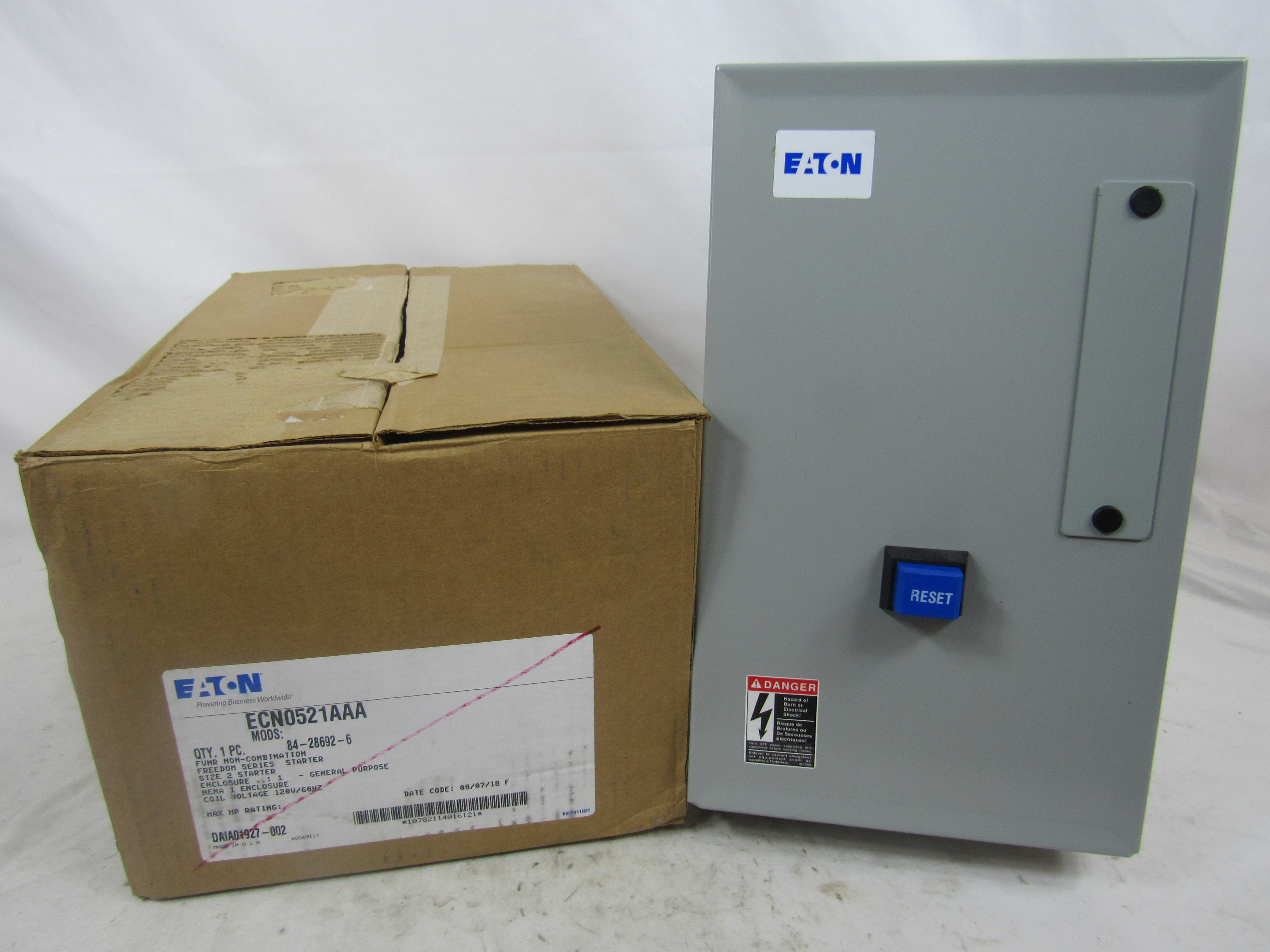 ECN0521AAA Eaton ECN0521AAA Non-Combination Starter Non-Combination Non-Reversing 45A 120V 50 60Hz 1NO Each NEMA 1
